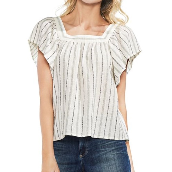 Vince Camuto Tops - 🌟 VINCE CAMUTO metallic stripe peasant top 0039